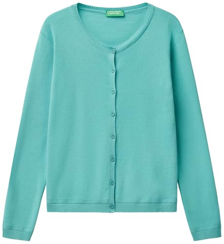 United Colors of Benetton Maglia Coreana M/L 1091d5558, Maglione Cardigan Donna, Verde Acqua 08n, M