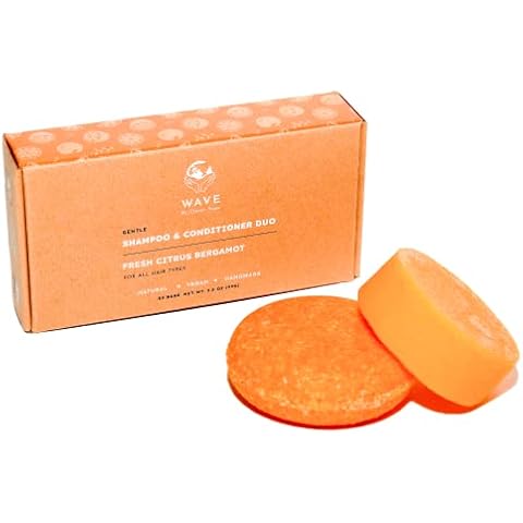 Wave Fresh Citrus Shampoo & Conditioner Bar Set - Natural Solid Shampoo Bars Conditioner Set, Moisturizing & No Oily & Frizz Hair Organics Bar Shampoo Conditioner for Women & Men - 80-120 Uses Cover