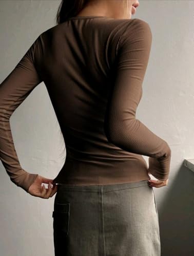 Image of Casual Regular Sleeves Solid Women Tops Henley Neck Top