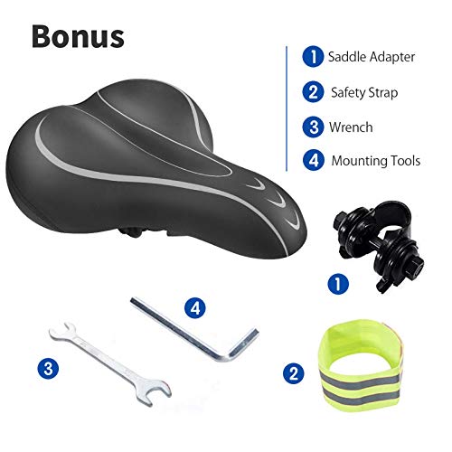BLUEWIND Bike Seat, Most Comfortable Bicycle Seat Memory Foam Waterproof Bicycle Saddle - Dual Shock Absorbing - Best Stock Bicycle Seat Replacement for Mountain Bikes, Road Bikes (Grey)