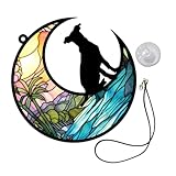 QUMIIRITY アクリル製月の上の犬のオーナメント 窓や部屋の装飾用ペンダント 家用品 犬好きへの に