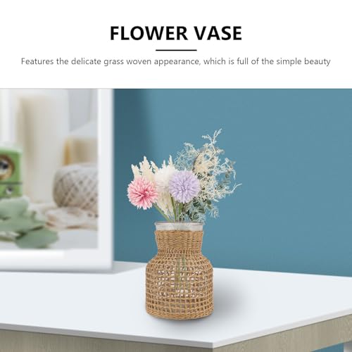 Support composition de fleur verre stable avec pot herbe kaki - 8