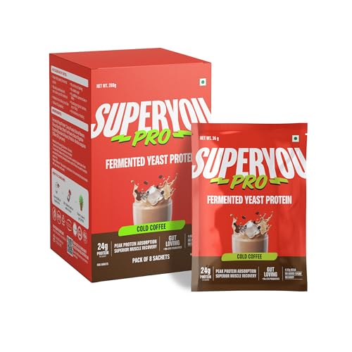 Image of Superyou Pro Fermented Yeast Protein Isolate (Pack of 8) | 24g Protein | Coffee | Higher Absorption than Plant Protein | Superior Muscle Recovery | Gut Friendly | Vegan Protein | PDCAAS of 1-288g