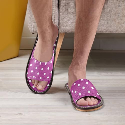 GuoChe Spa Sandal Indoor Reusable Cute Beach Sandals for Hotel Travel Party Polka Dots Purple Mid Century4