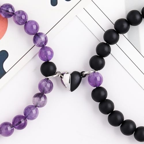 2 Pcs Magnetic Couples Bracelets Matching Bracelets Adjustable Connecting Bracelets, Double Rope Strong Couple Valentines Day Gifts Friendship Beads Bracelet4