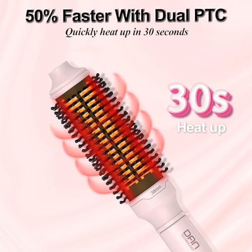 Image of Thermal Brush,1.5 inch Heated Round Brushes,Non-Blowing Heated Brush,Dual Voltage CurlingBrush,Dual PTC Fast Style HeatedBrush,Ceramic Thermal RoundBrush Makes Hair Shinier & Smoother,Pink