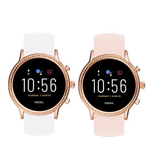 Compatible for Fossil Julianna Hr Bands LvBu Sport Silicone Replacement Strap for Fossil GEN 5 SMARTWATCH - Julianna HR (White+Pink)