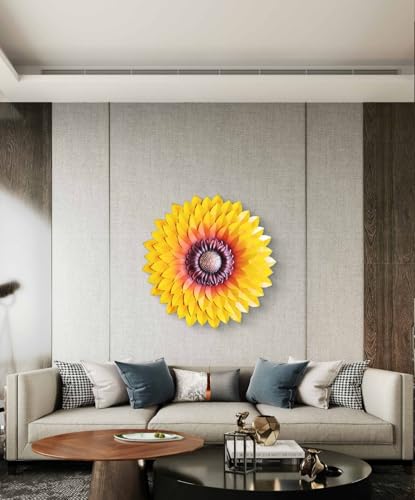 Image of SETHI AESTHETIC Metal Designer Flower Wall Decor, Flower Wall Art, Decor item,- Size 21 X 21 inch (Metallic Designer yellow)