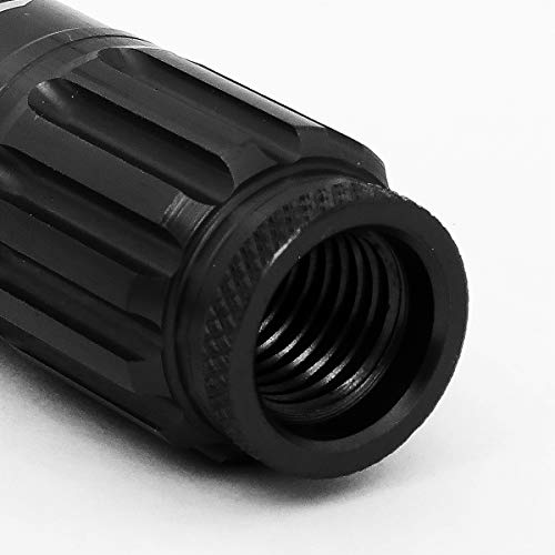 Image of J2 Engineering LN-T7-012-15-BK Black 7075 Aluminum M12X1.5 16Pcs L: 80mm Spiky Cap Lug Nut w /4Pcs Lock+Key