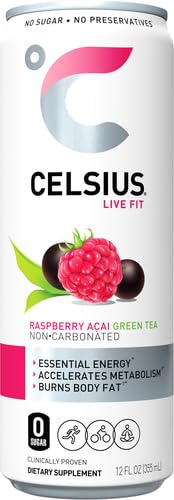 Image of Celsius RTD Green Tea Raspberry, 12 Ounce (Pack of 4)