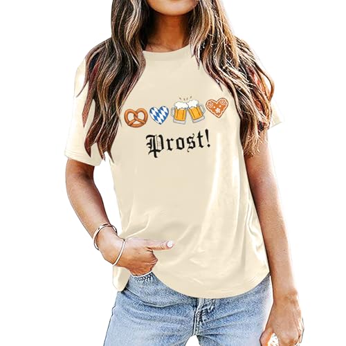 Oktoberfest Shirt Women Funny Drinking Tshirt Prost Outfits Oktoberfest Party Short Sleeve Tee Tops