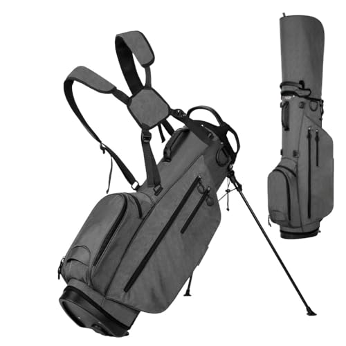 AOUCNゴルフバッグ、キャディバッグ 、多機能ブラケット、軽量で持ち運びが簡単、防水性と耐摩耗性があり、男の子にも女の子にも適しています (グレー)
