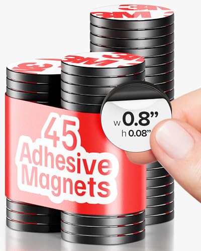 Peel-&-Stick Flexible Adhesive Magnets - 45 (0.8'x0.08') Magnetic Dots for Office Supplies, Whiteboard, Crafts, Fridge, & School Projects