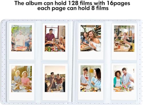 Image of Zenko 128 Pockets Mini Photo Album compatible with Fujifilm Instax Mini 12 Mini 11 Mini 9 Mini 8 Mini 90 Mini 25, Polaroid Snap PIC-300, Kodak Mini 3-Inch Film (White) & Magnetic Photo Frames