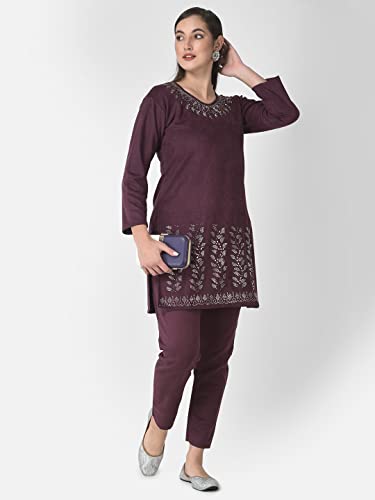 Image of FNOCKS Women's Fleece Velvet Fabric Kurta Palazzo Set with Pocket