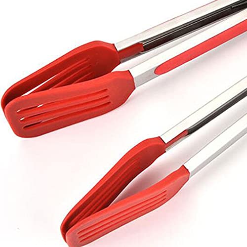Clips for Bolsas for Alimentos Pinzas de Cocina de Acero Inoxidable con Puntas de Silicona Incluyendo Pinzas de espátula for Barbacoa Ensalada Parrillada Servir, Pinzas.(S)