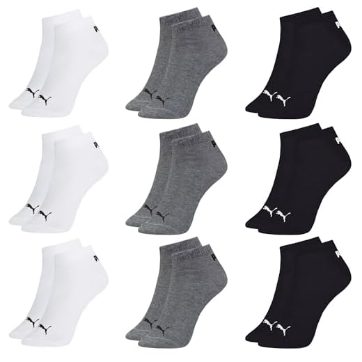 Puma Kit 9 Pares Meias Sapatilha Cano Curto Everyday Esportiva Masculino Adulto, 3 Brancas - 3 Cinza - 3 Pretas, 39-43