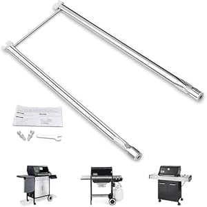 GFTIME 68,6CM 7507 Tube de Brûleur Accessoires pour Weber Spirit S-200, S-210, E-200, E-210 avec Boutons de brûleur latéral, Acier Inoxydable Brûleur pour Weber Spirit 500 Gaz Gril