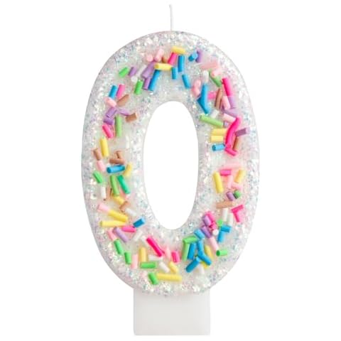 Girls Colorful Candy Birthday Candle, Candy Birthday Party Supplies, 2.76 inch Number 0 Cake Topper Wedding Anniversary Pastel Sweet Theme Party Decoration Cover