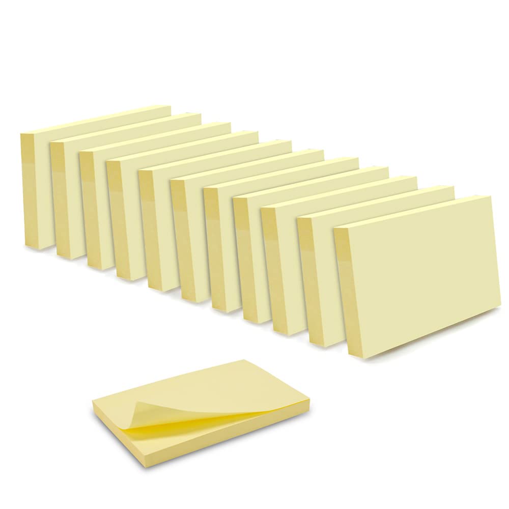 WAYTEX Repositionable Self-Adhesive Notes 12 Pads of 100 Yellow Sheets 75 x 125 mm