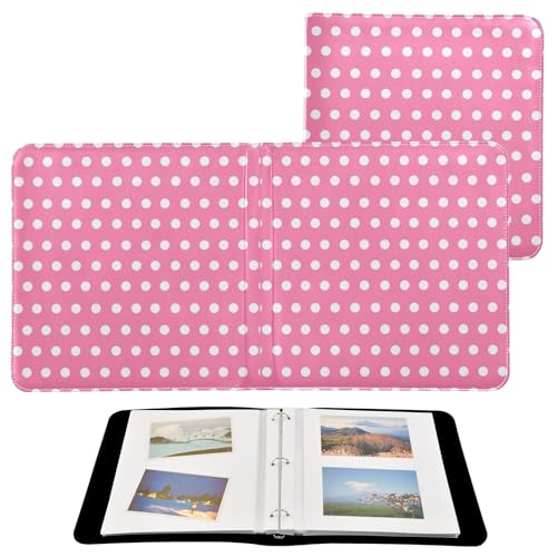 Álbum de Fotos autosellable DIY Scrapbook con diseño de lunares en blanco y rosa, anillado de 3 argollas, 40 páginas, 8x10 para recuerdos miniatura 2
