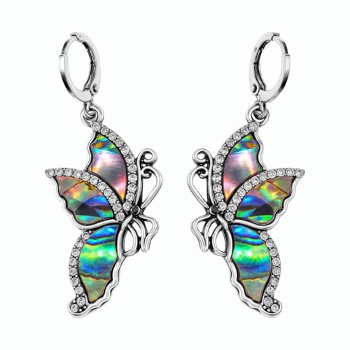 Abalone Shell Earrings for Women - Butterfly Jewelry Anniversary Birthday Engagement Birthday Gifts for Her