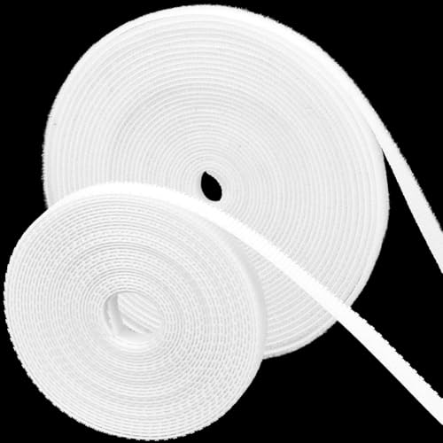 Image of 12.5 Yards Wide 0.24 Inch White Hook and Loop Strips Adhesive Double Sided Sticky Sticky Tape Self Adhesive Back Nylon Fabric Fastener for Sewing Crafts Home Office Car Projects