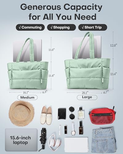 Image of HOTOR Puffer Tote Bag for Women, Multi-Pocket, Zippered