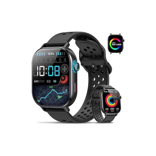 Donerton Militär Smartwatch Herren mit GPS, 2.06'' AMOLED Display Smart Watch mit Telefonfunktion, Fitnessuhr für Outdoor