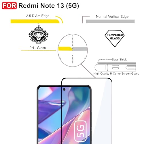 Image of CEDO Tempered Glass for Redmi Note 13 (5G) | Screen Protector Full HD Quality Tempered Glass Anti-Scratch Edge to Edge Coverage with Easy Installation Kit (Black)
