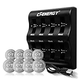 Rechargeable Cr2450 Batteries Charger Kit with Rechargeable Cr2032 Batteries 4 Pack 3.7V,Lithium Coin Button Battery Charger with 8 Charging Bay for 2450/2032/2025/2016/1632
