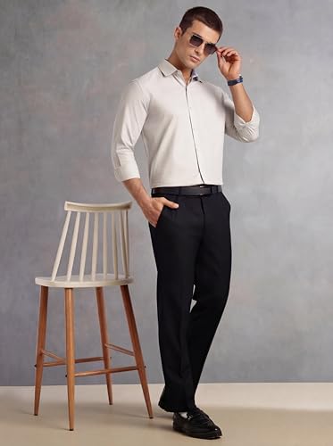 Image of Thomas Scott Men's Regular Fit Formal Shirt | 100% Cotton Long Sleeves | Spread Collar with Contrast Fabric (Available in Plus Size)