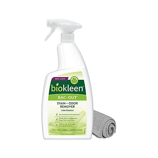 Biokleen BacOut Stain Remover for Clothes & Carpet 32 Ounce Natural, Enzymatic, Destroys