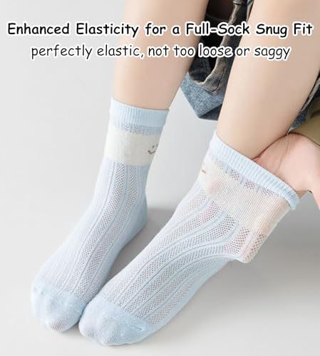 Toddler Girls Boys Mid Calf Socks Summer Stretch Seamless Breathable Thin Mesh Socks 5 Pairs3