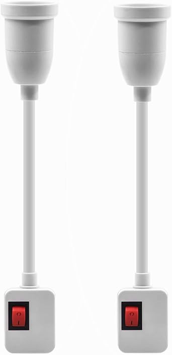 Plug in Wall Lamp E27 Lamp Holder with Switch 360 Flexible Extension Screw Lamp Socket White Table Lamp for Bedroom, Office, Studio, Without Bulbs