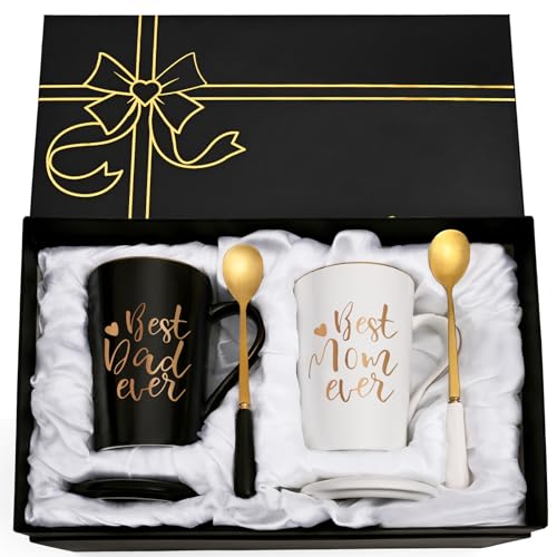 YHRJWN Best Mom and Dad Gifts, Mom and Dad Mugs, Best Parents Ever Coffee Mug, Christmas Gifts for...
