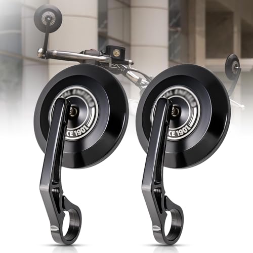 Image of OTOROYS Premium Motorcycle Bar End Mirror, Round Convex Black for Hunter 350 | Meteor 350, Metal Handle and ABS Plastic Glasas Frame Set of 2