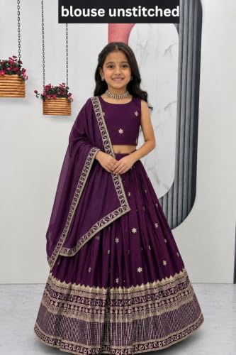 Image of Kids Lehenga Choli with Elephant Embroidery