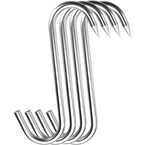 Grizef Crochets à viande en S, en acier inoxydable robuste 250 mm x 10 mm, crochets pour la transformation de la viande pour boucher, agriculteur, chasseur...