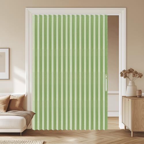 Image of AJAZZ 100% Blackout Accordion Doors for Closet Magnetic Door Curtain Invisible Folding Door for Bedroom Living Room Doorway Curtain Sets Included Tracks (1 Pack, 72W x 80 L, Green)