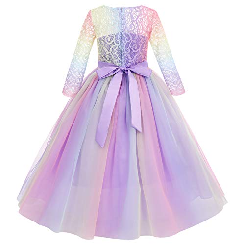 Image of Girls Flower Vintage Floral Lace 3 /4 Sleeves Floor Length Dress Wedding Party Evening Formal Pegeant Dance Gown