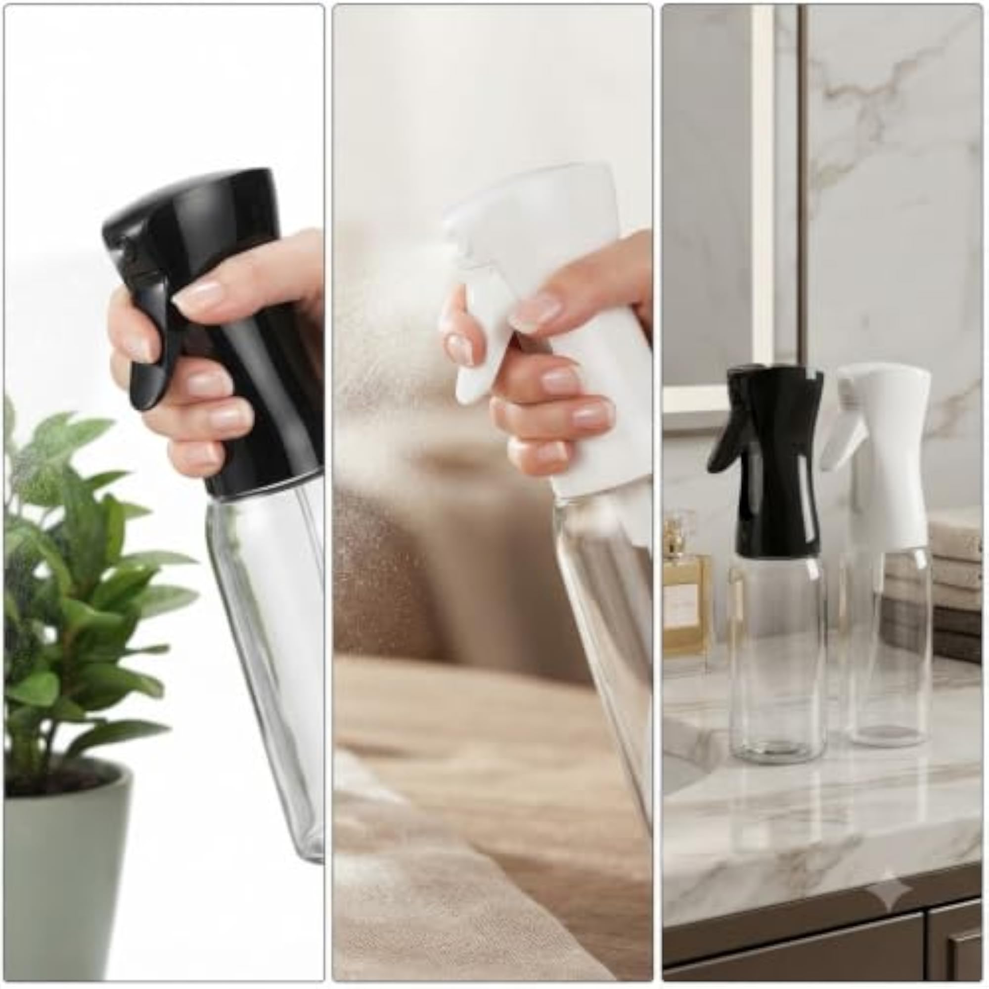 Clear Glass Continuous Mist Spray Bottles, Pack of 2, Everyday Essential