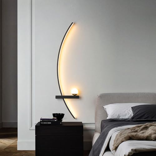 LYMSXAZOU Aplique de Pared LED Moderno, Lineal, de Metal, Circular, para Interiores, Ideal para Sala de Estar, Porche, Pasillo, baño, mesilla de Noche (Izquierdo, 55 cm).