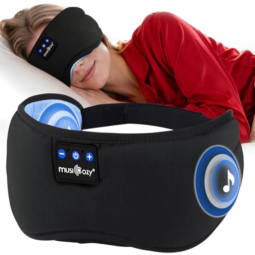 MUSICOZY Sleep Mask Headphones Soft Breathable Sleep Headphones 100% Blackout Bluetooth Sleep Mask for Side Sleepers Bluetooth Eye mask Perfect for Hot & Light Sleepers | BT 5.4 & 16H Playtime