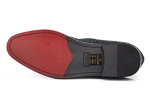 Image of SPK04 Men's Vintage Glitter Dress Loafers Slip On Shoes Classic Tuxedo Dress Shoes