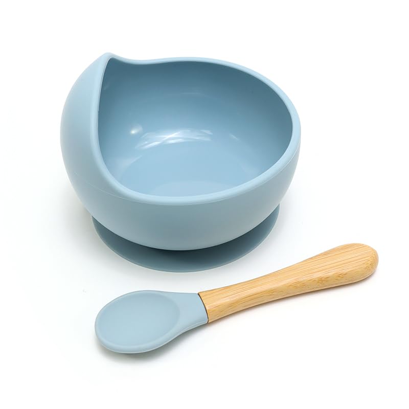 Kids Station 2 Piece Easy to Carry Silicone Baby Feeding Set - Bowl - Spoon - Make Mealtime Fun and Easy - Tableware Meal Utensils for Kids with Suction - Baby Feeding Product (Blue)-image-24