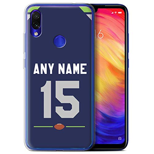 Personalizado Fútbol Americano Jersey Personalizar Funda TPU/Gel para el Xiaomi Redmi Note 7/7 Pro/7S / Azul/Verde/Gris...
