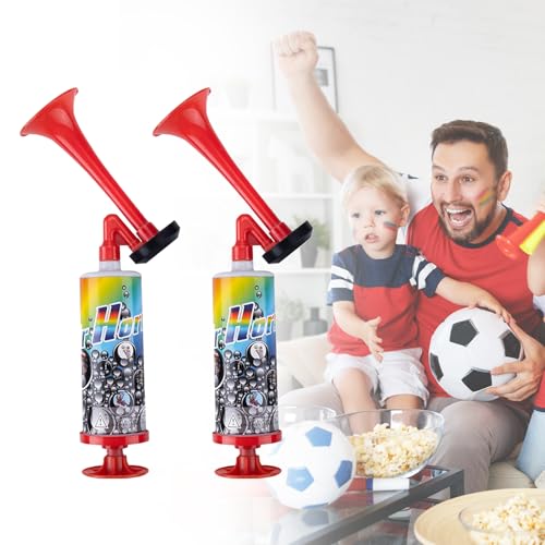 ZHITENG 2 Piezas Bocina Aire Comprimido de Mano Trompeta Extremadamente Ruidosa, Trompeta Futbol Portátil, Bocina para Aficionados Fútbol Adecuada para Estadios Copa Mundo Fiestas Eventos Deportivos