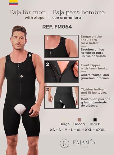 064 Fajas para Hombres - Mens Shapewear Colombian Girdle - High Compression Fajas Colombianas para Hombre with Zipper3