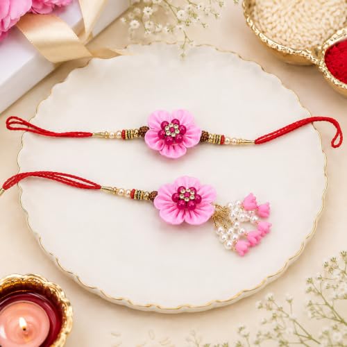Image of JAIPUR ACE Elegant Blue inchBRO inch Designer Rakhi Gift Set with Greeting Card and Roli Chawal Pouch, Premium Brother Rakhi, Raksha Bandhan Gift for Brother, Traditional (Beautiful design Couple rakhi)